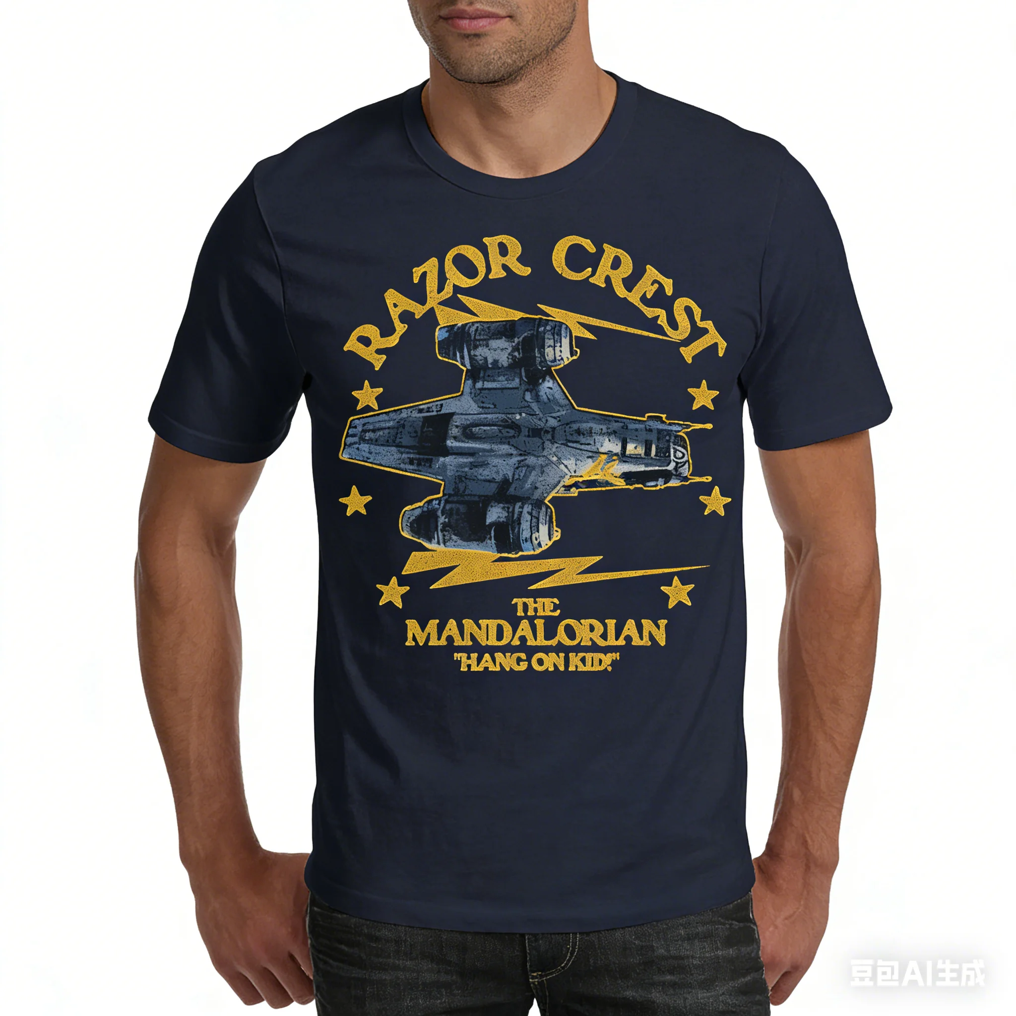 

Sci Fi Space War American Men's and Women's Short Sleeved T-shirt Sci Fi Retro Casual Printed Space War Logo Streetwear Top