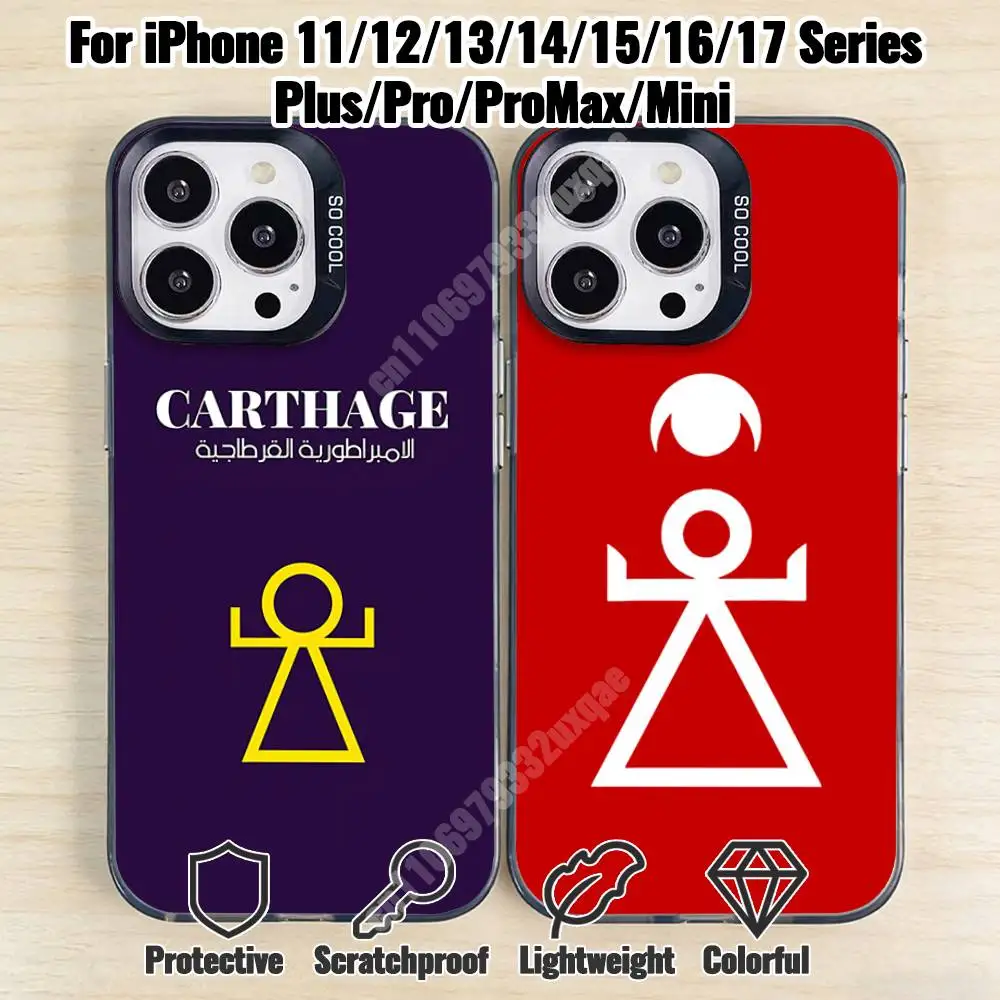 

Carthage Goddess Tanit Flag Phone Case for iPhone 17 16 15 14 13 12 11 Pro Plus Max Mini X XS Silicone Hard Cover