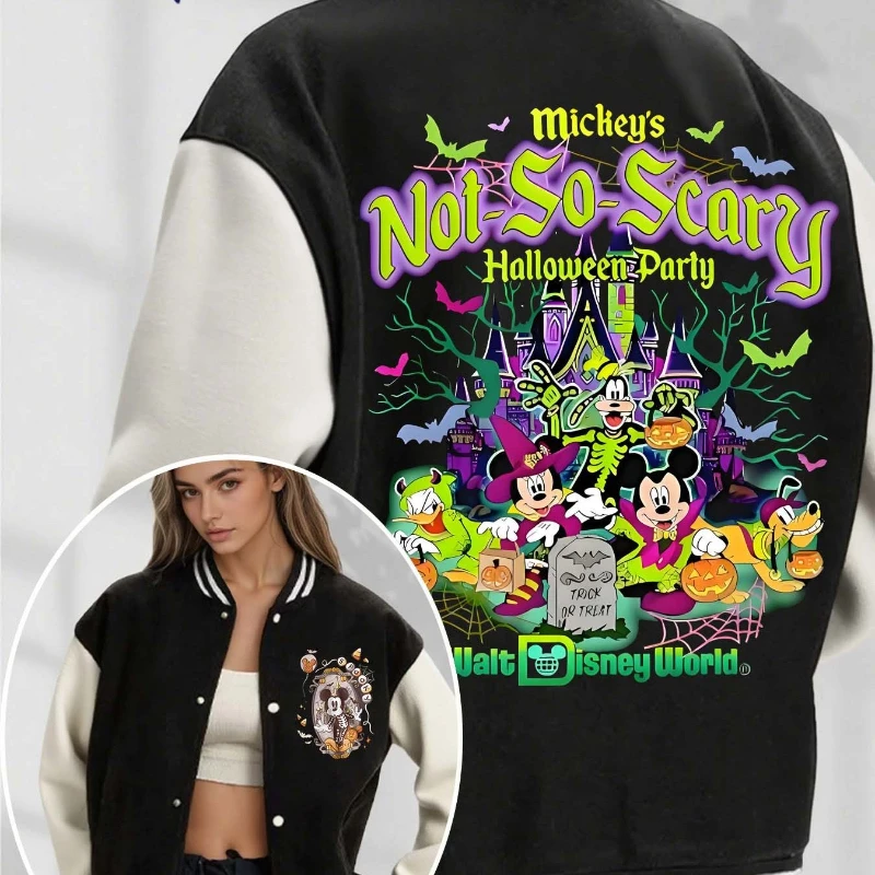 

Женский бейсбольный халат для семьи с Микки Маусом на Хэллоуин, осень/зима, новая коллекция, ретро, модная мужская и женская уличная одежда для отдыха