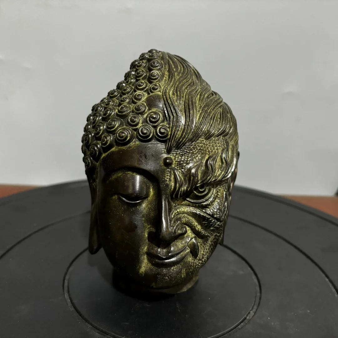 

Pure Copper Half Demon Half Buddha Ornament Home Foyer Decoration