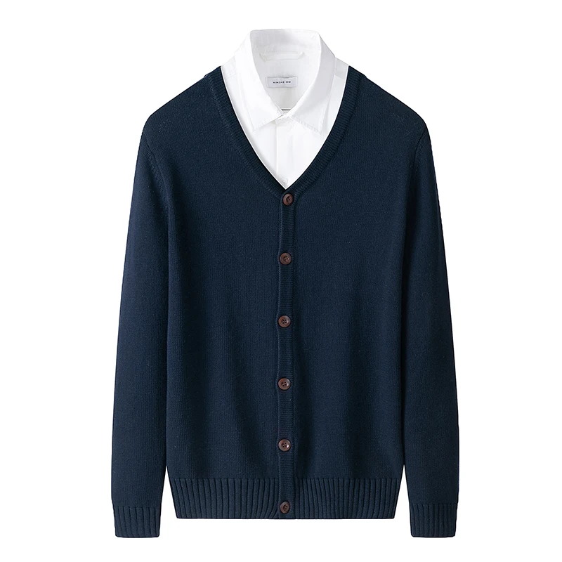 

Autumn Winter Men's Casual Long Sve Knitted Open Cardigan Pure Cotton Slim Fit Outerwear M Sweater Coat V-ne Regular ...