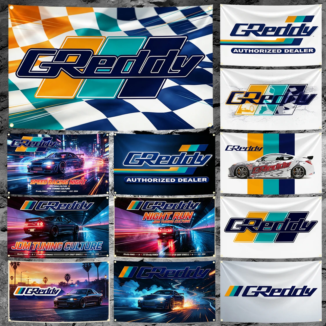 60x90cm 90x150cm 120x180cm GReddys JDM Racing Flag Tapestry Banner Japanese Auto Modify Garage Wall Hanging Flag Decor