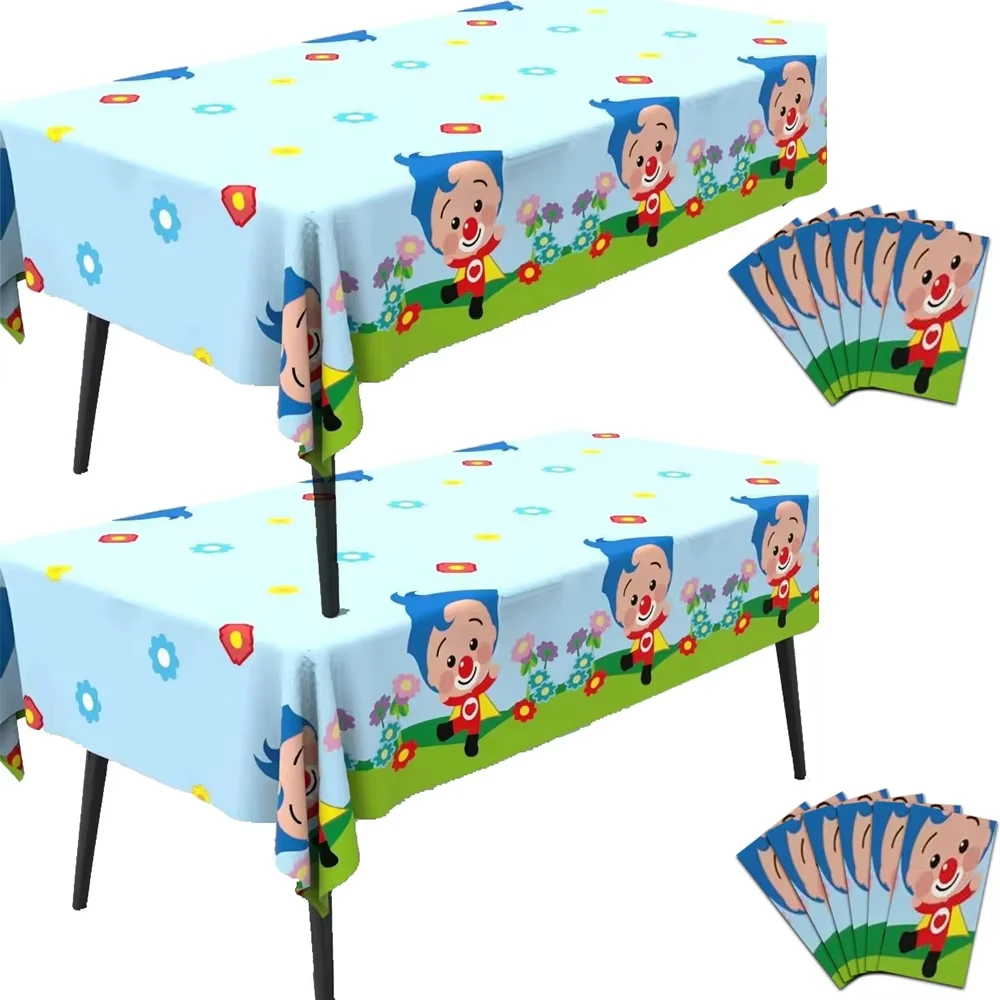 Mantel decorativo para fiesta de payaso Plim de dibujos animados, manteles desechables con tema de payaso de circo para niños, suministros para fiesta de cumpleaños