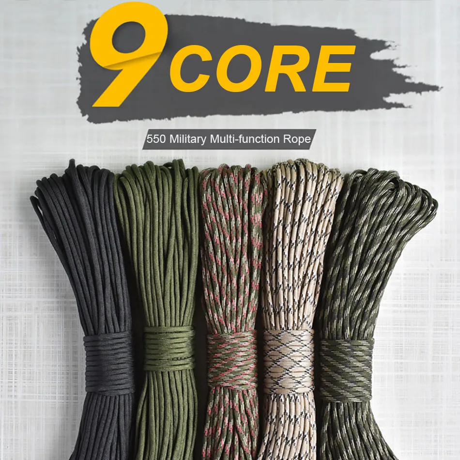 

31M Paracord 550 Outdoor survival Survival 9 Cores Parachute Cord Rope Camping Supplies Clothesline Climbing Hiking Accessories