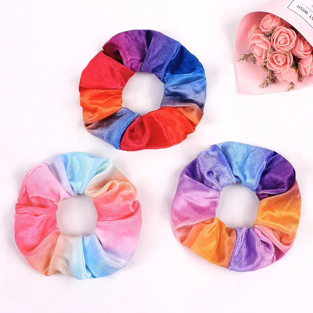 

6Pcs Hair Ties Rainbow Design Stretch Elastic Women Hair Tie for Daily Wear Ponytail Holder Accessories