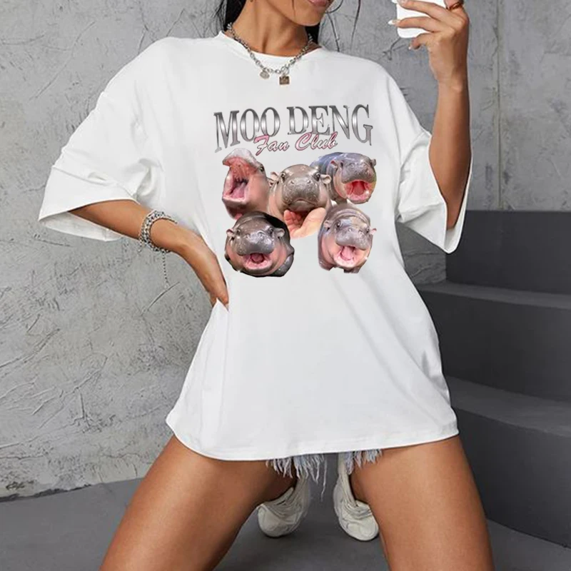 2024 Moo Deng Oversized Shirt, Thai Hippo Bounce Pig, Hippo Lover, Trendy Shirt, Animal Hippo Lover, Rock Streetwear, Unisex