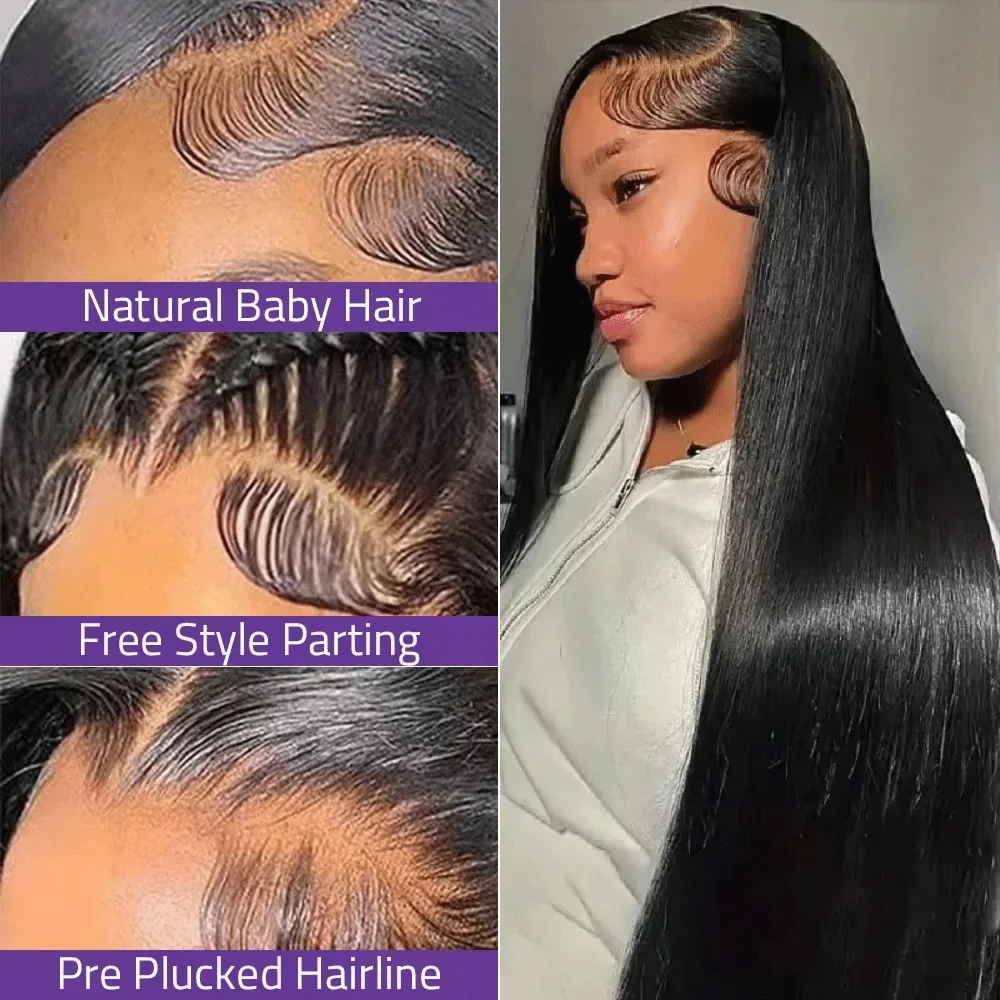 40 بوصة 200 الكثافة 13x4 13x6 360 5x5 HD العظام مستقيم الدانتيل الجبهة 100% خصلات الشعر المستعار الإنسان البرازيلي شعر مستعار أمامي قطعها للنساء #2