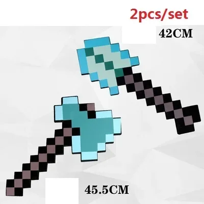 2pcs/set Design Blue Diamond Sword Soft EVA Foam Toy Minecrafte Axe Shovel Kits Toy For Boys Children Fans Birthday Gifts