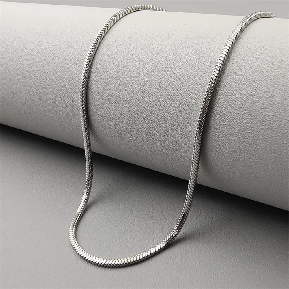 Hip-Hop Herren Edelstahl-Kettenhalskette, Einfache Silberfarbene Quadratische Schlangenkette, Modische Damen-Schmuck-Accessoires – Detail 1