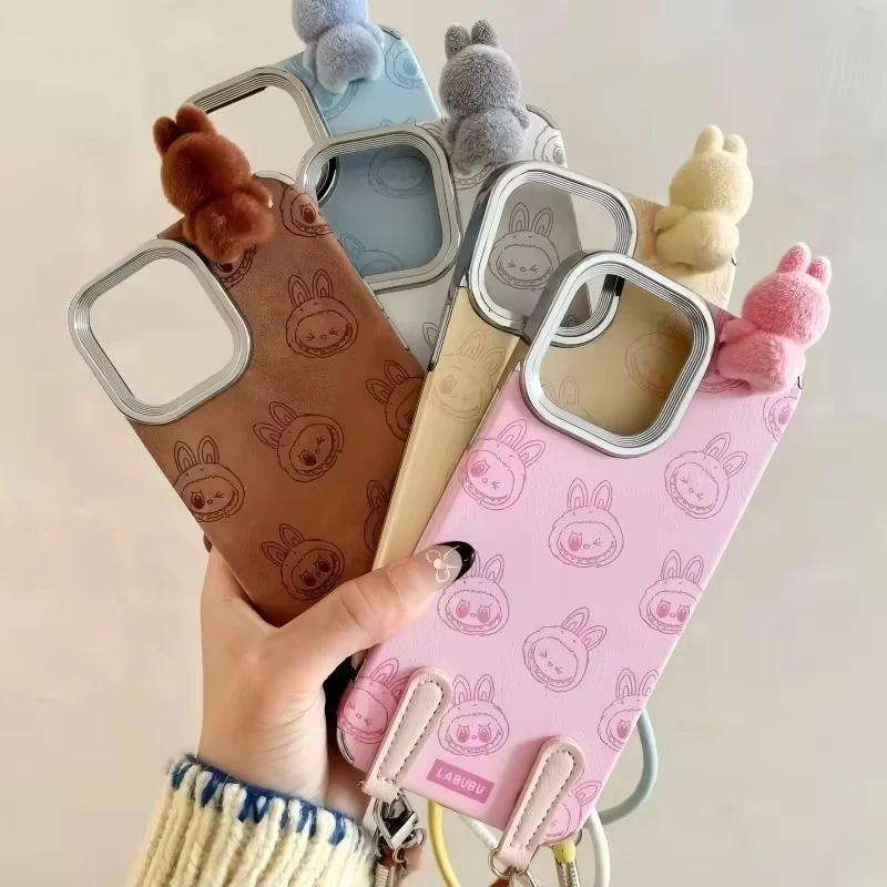 2024 Ins Cartoon 3d Labubu Mobile Phone Shell Handheld Rope Apple 16 Phone 15 Promax All Inclusive Phone Case Fashion Items Gift