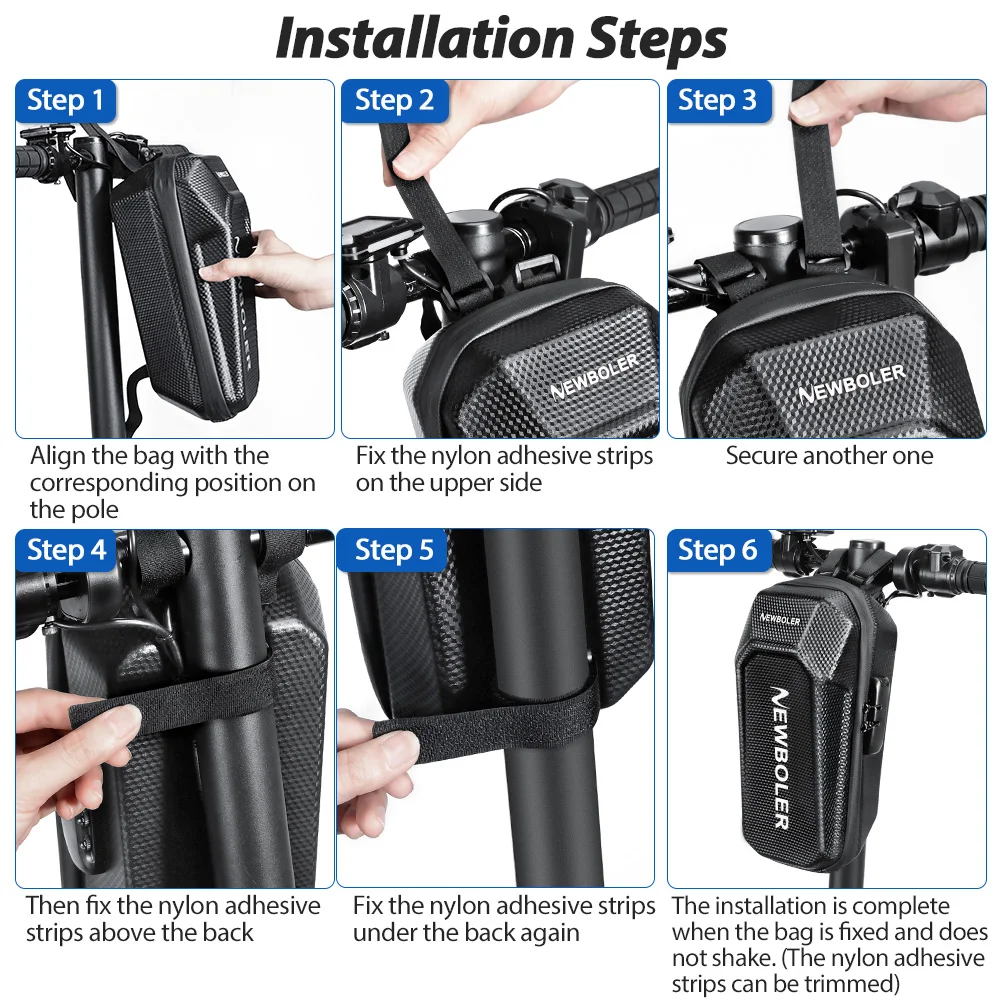 NEWBOLER 5L Elektroroller-Fronttasche mit Passwortschloss, große Kapazität, Elektroroller-Tasche, Aufbewahrung im Freien für Xiaomi Scooter – Detail 10