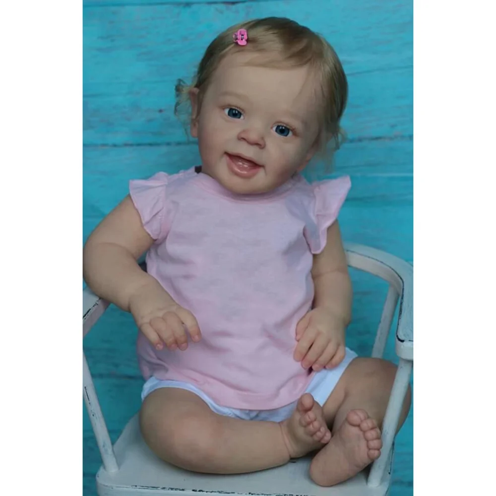 

60CM Finished Reborn Baby Doll YANNIK with Brown Hair Lifelike Toddler Girl 3D Skin with Many Details Veins boneca muñeca reborn