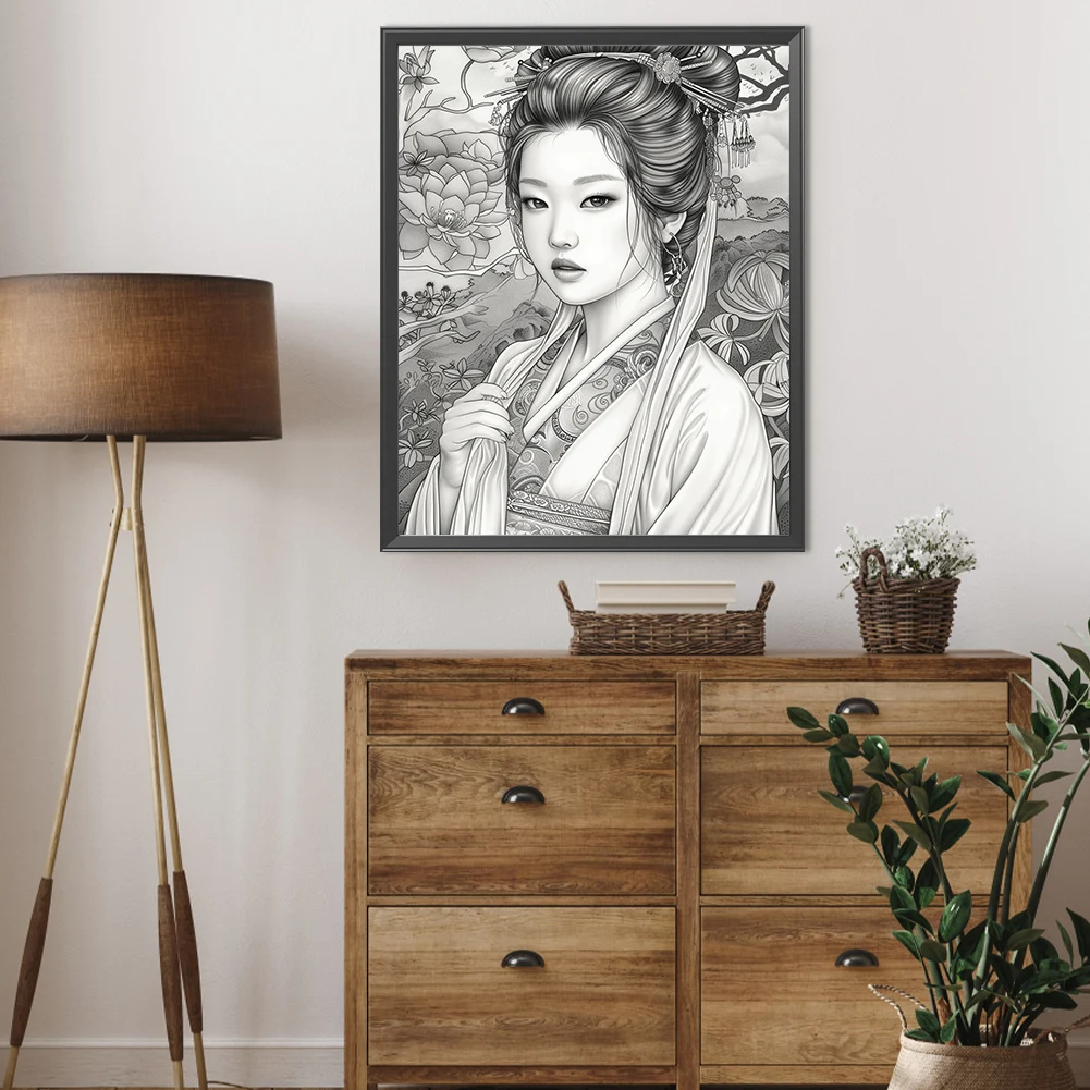 Beauté 5D bricolage perceuse complète Kit de peinture diamant rond pour la décoration murale de la maison 40x50 cm