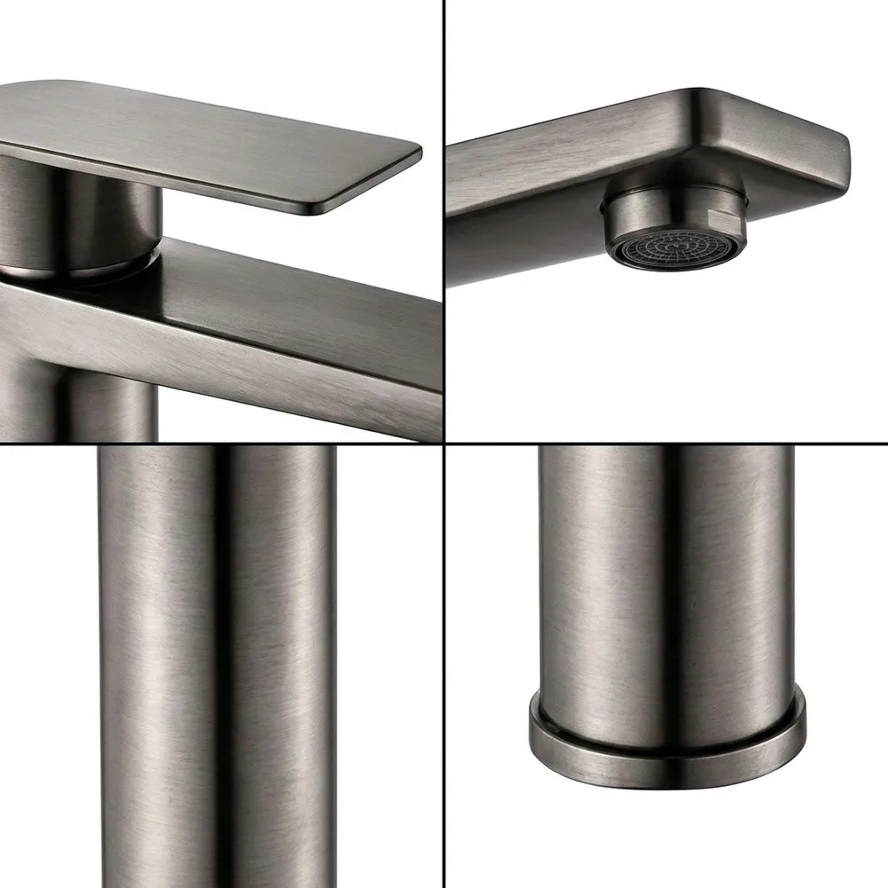 Stainless Steel Cold Water Bathroom Faucet Single Handle for Sink with Smooth Operation and 18cm Height Specification