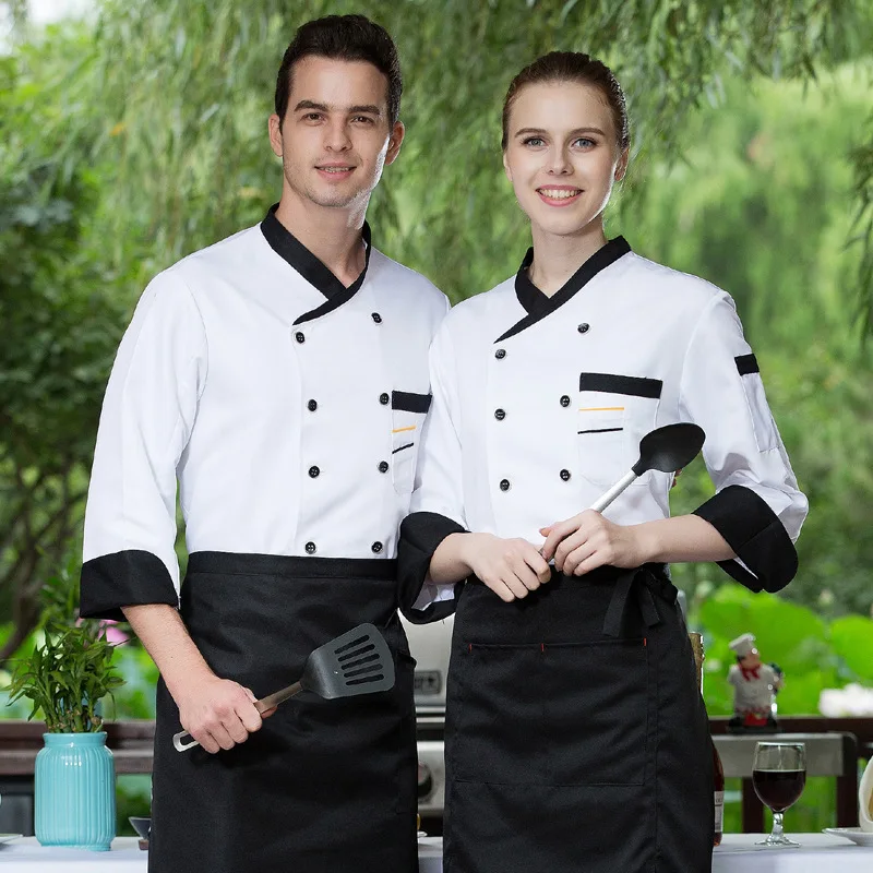 Chef Uniform Arbeit Kleidung Long Sleeve Wasserdicht Herbst und Winter Kleidung Hotel Esszimmer Küche Chef Langarm