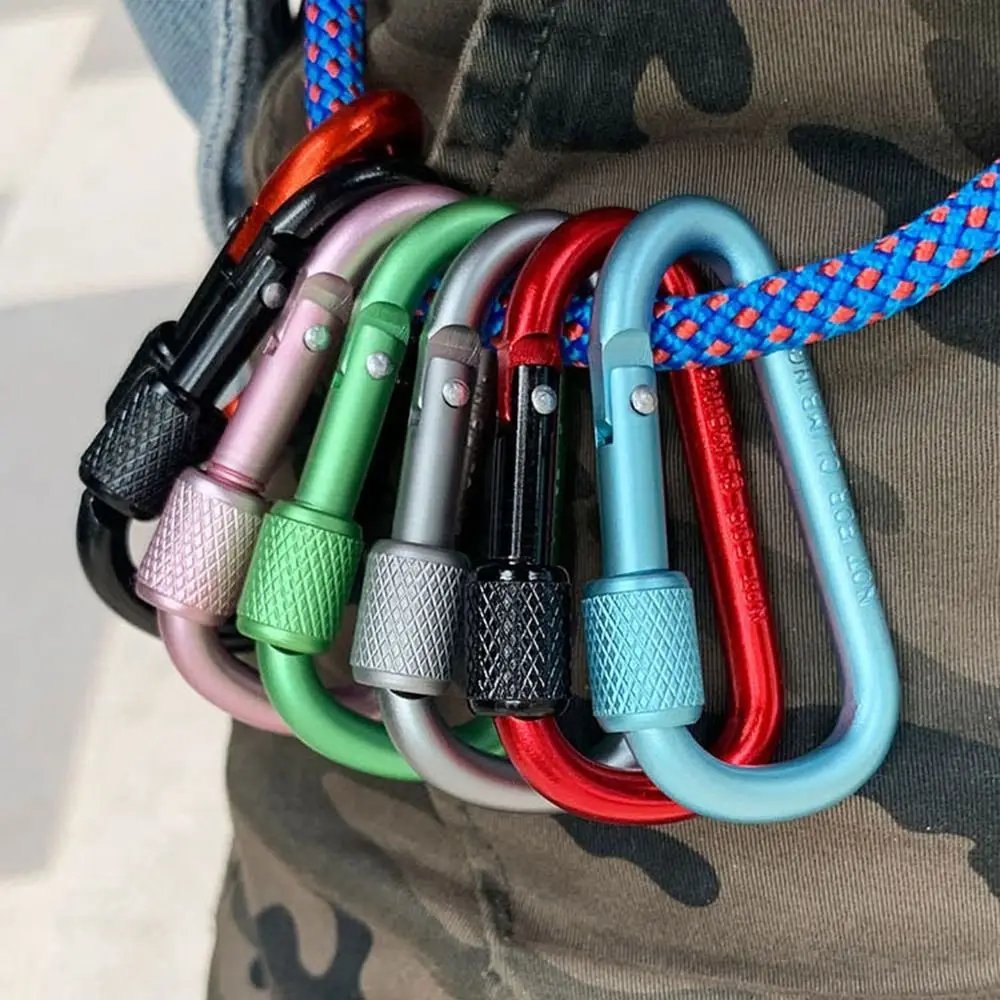 High Quality Multi Colors Outdoor Sports Buckle Aluminium Alloy with Lock Climbing Button Camping Hiking Hook Outdoor Tool