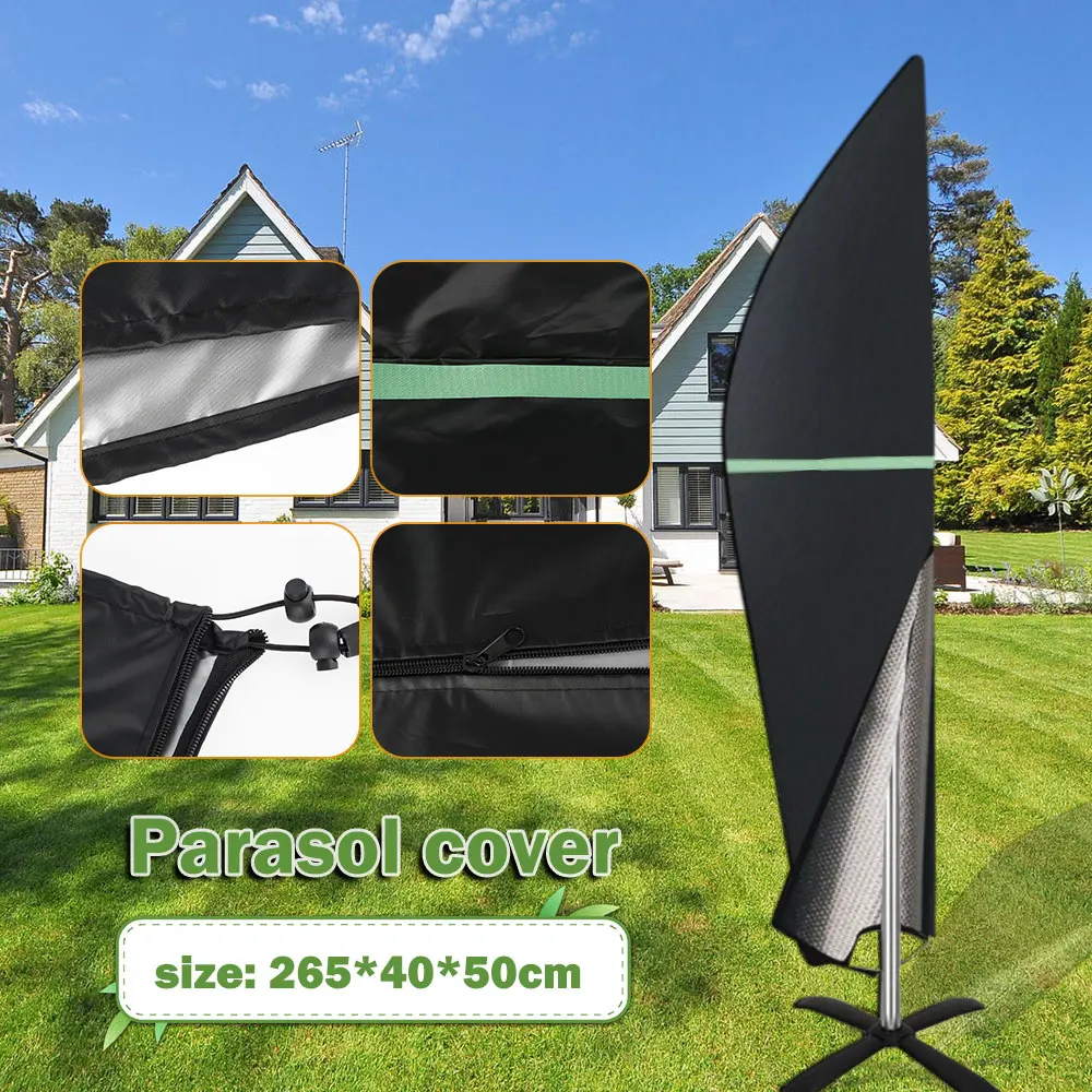 

Patio Umbrella Cover Parasol Cover with Rod 420D/210D Waterproof Parasol Protective Cover Anti-UV Cantilever Parasol Cover