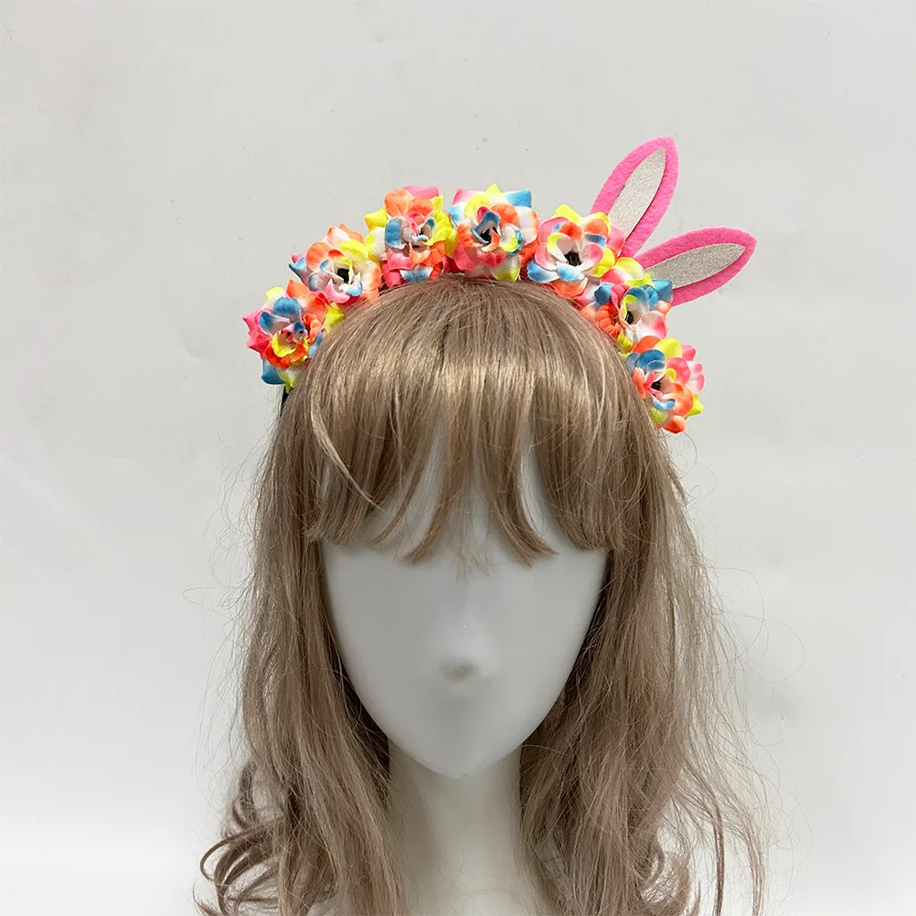 

Rabbit Ear Headband Colorful Flower Flexible Fit Easter Bunny Ears Women Headdress Stylish Hairband Girls Headbands