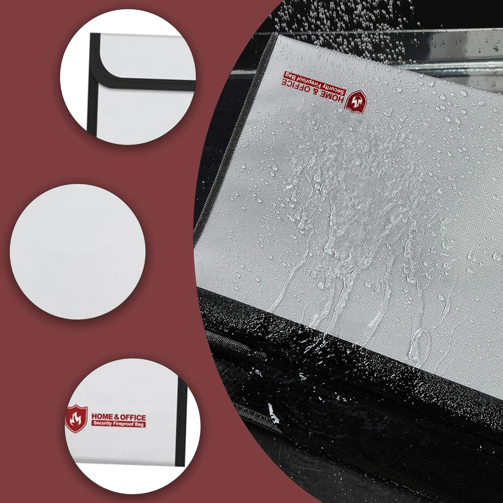 حقيبة مستندات مقاومة للماء 1800 ° F(1000 ℃ ) للنقود/الوثائق مع سحاب قفل، وحقيبة تنظيم المستندات المهمة