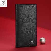 BULLCAPTAIN Men's  Leather Wallet Sleek Black with Textured Surface, Business & Casual Style, Large Capacity Multi-Card Holder