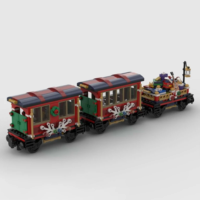 563PCS Winter Holiday Train Carriage Model Creative Building Blocks DIY Assembly Toy Home Tabletop Festival Display Popular Gift