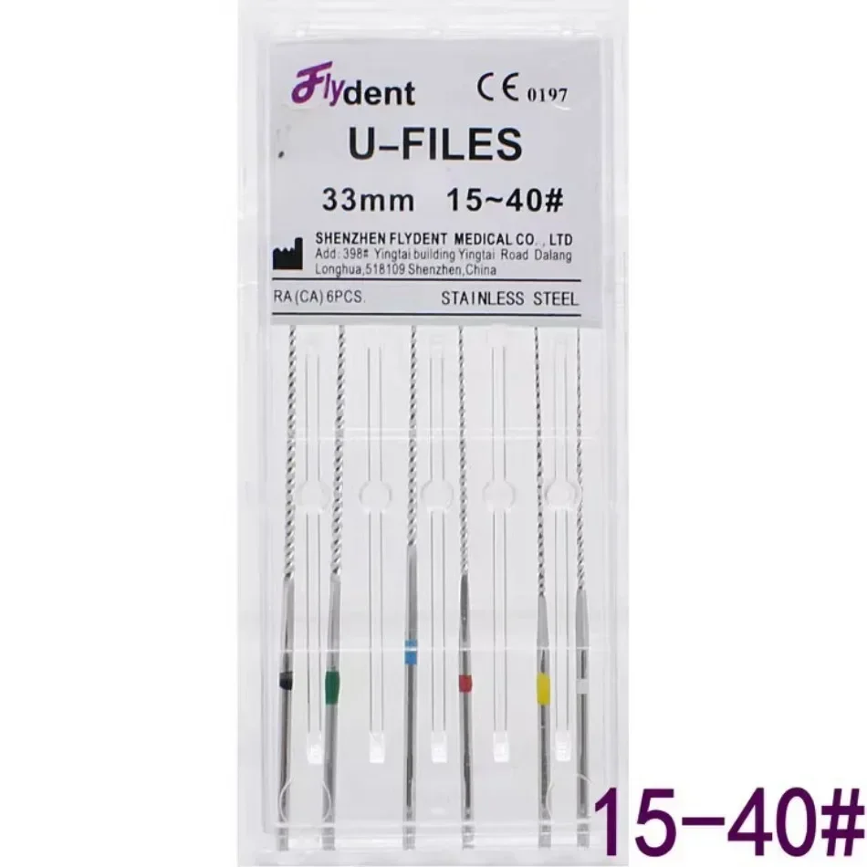 6 Pieces/box Dental Cleaning U-file Cleaning Needle Ultrasonic File Stainless Steel Root Canal File