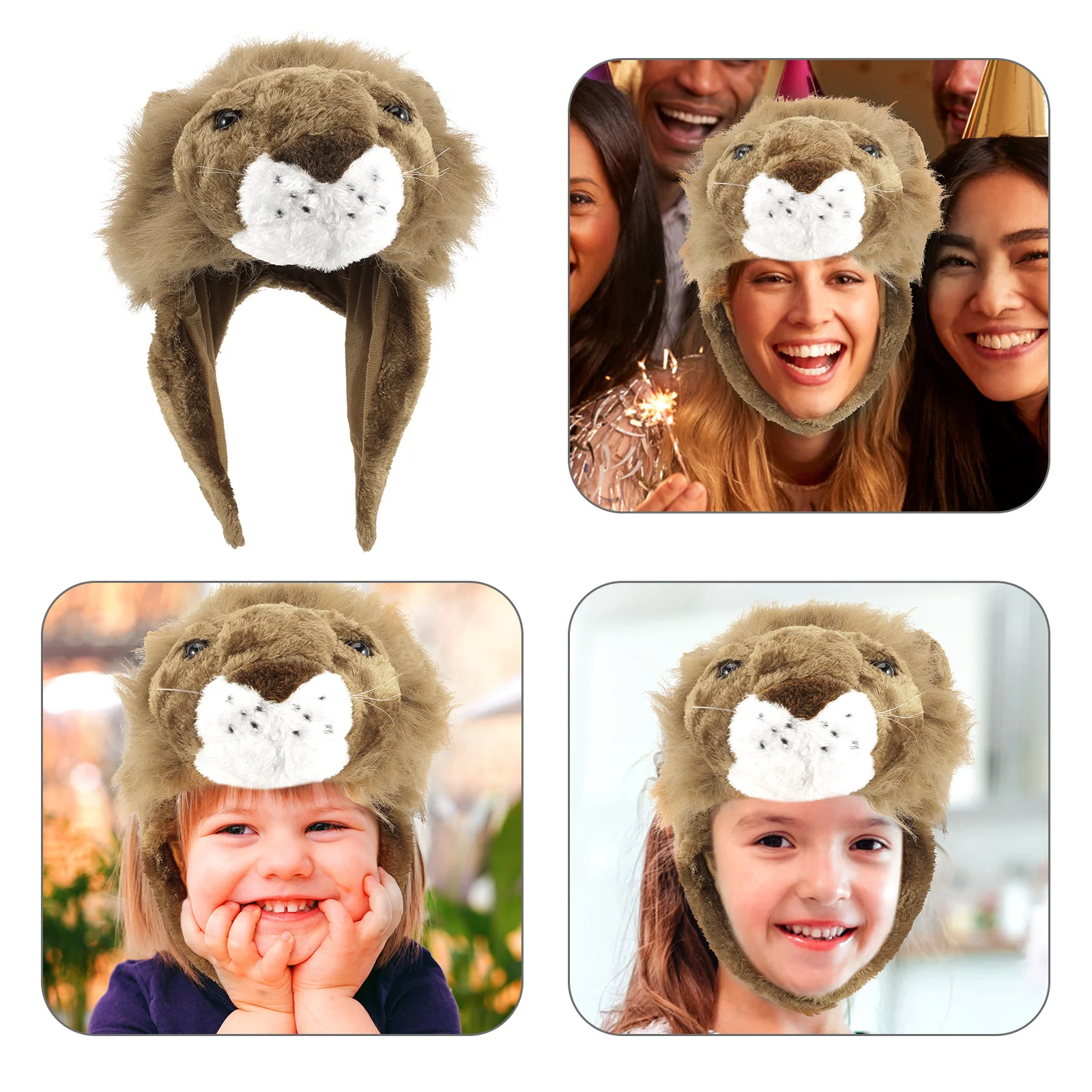

Lion Hat for Adults Party Dress Up Costume Accessory Lightweight Comfortable Carnival Photo Prop Animal Design Headdress