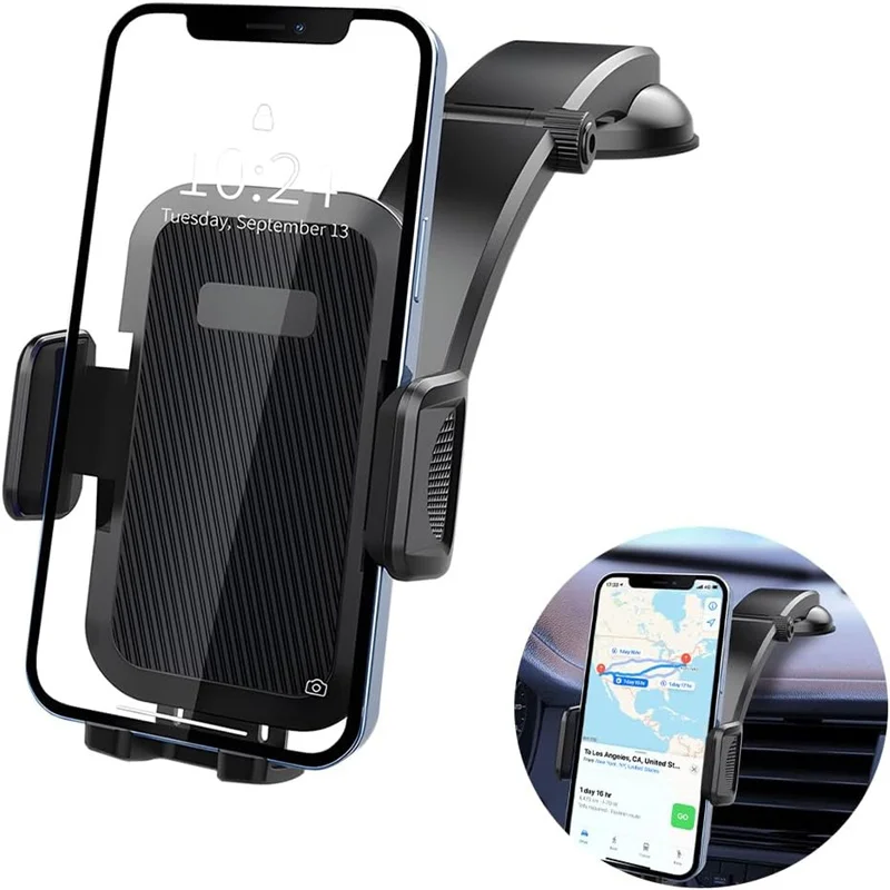 Car Phone Holder, Air Vent Windshield Dashboard Quick Release Auto Smartphone Stand, 2 In 1 Suction Cup Vehicle Cellphone Mount