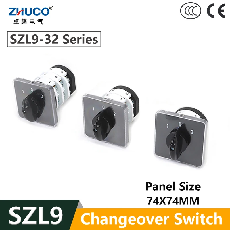 

ZHUCO SZL9-32/1 32/2 32/3 32/4 32A ON OFF ON 1/2/3/4Phase UElectric Welding Machine Cam Panel Mounting Reversing Switch