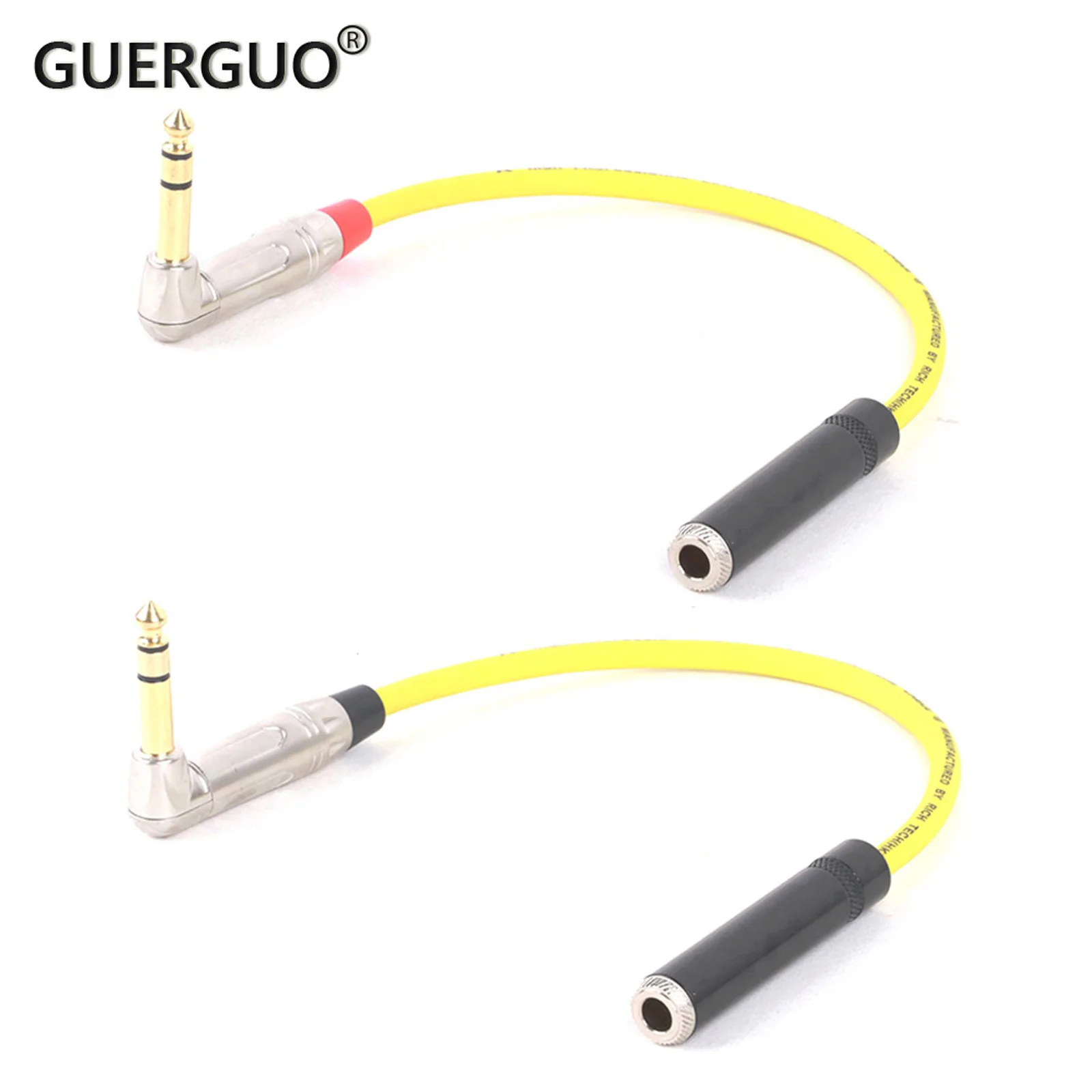 

1PC Right Angle 6.35mm TRS Male Jack to 6.35mm TRS Female Jack Guitar Cable Instrument Audio Cable For Electric Guitar Mixer Etc