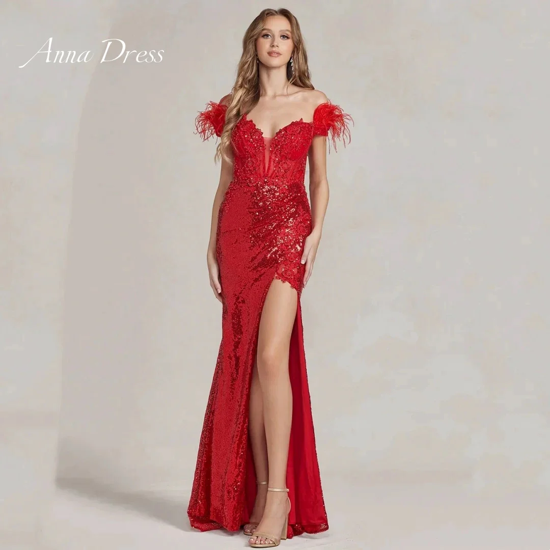 

Anna Fishtail Side Slit Elegant Party Dresses 2024 for Wedding Guest Dress Women Elegant Party Dresses Woman Feather Embroidery