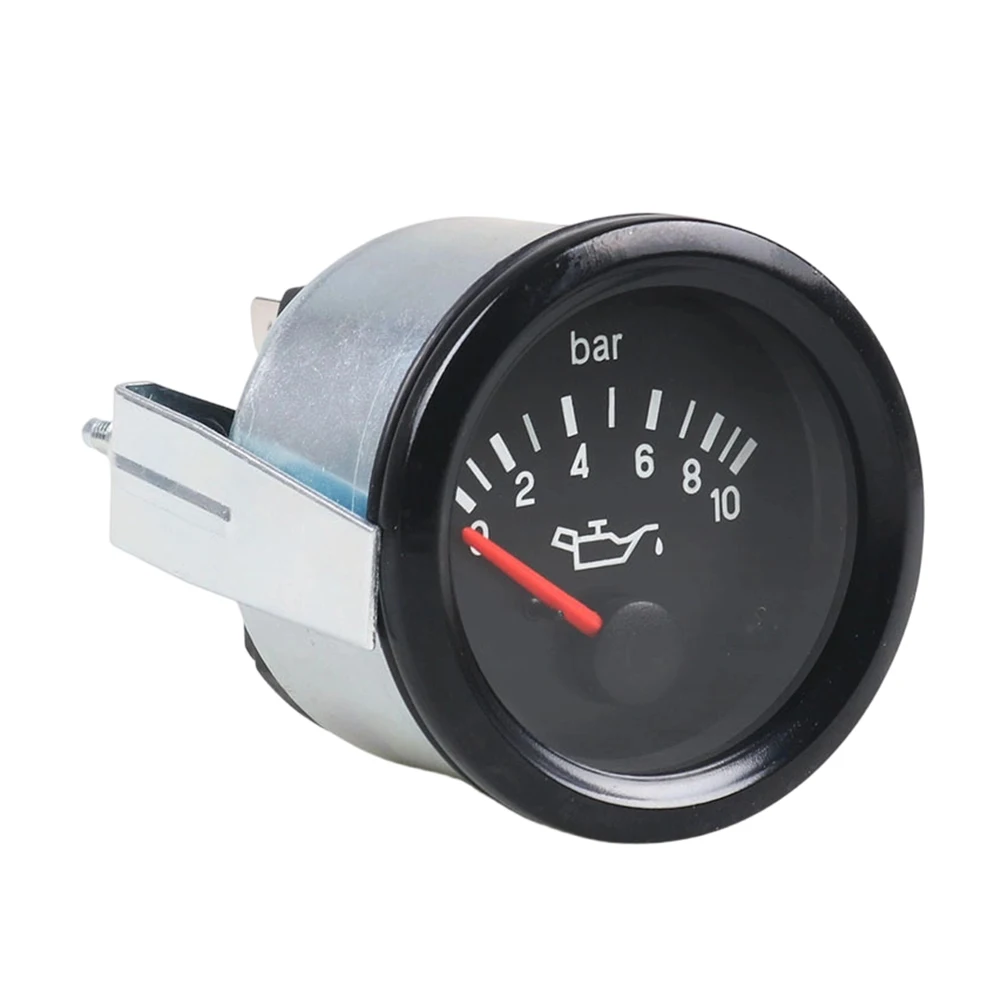 52mm Oil Pressure Gauge 0-10 Bar 12V Analog-Dial For Car Marine Engine Black
