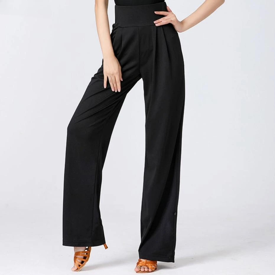 

2024 New Thin Latin Dance Pants Stretch Personality Can Tie Legs Ballroom Dance Long Loose Women's Pants