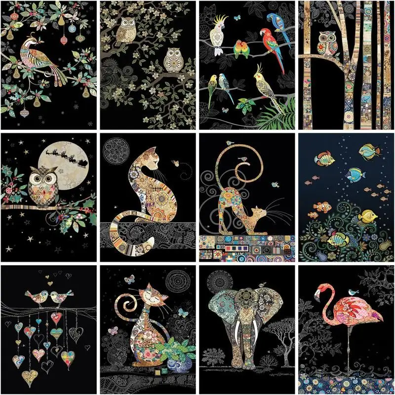

CHENISTORY Paint By Number Flowers Animal Elephant Drawing On Canvas Handpainted Art Gift Diy Bird Cat Pictures By Number Kits H