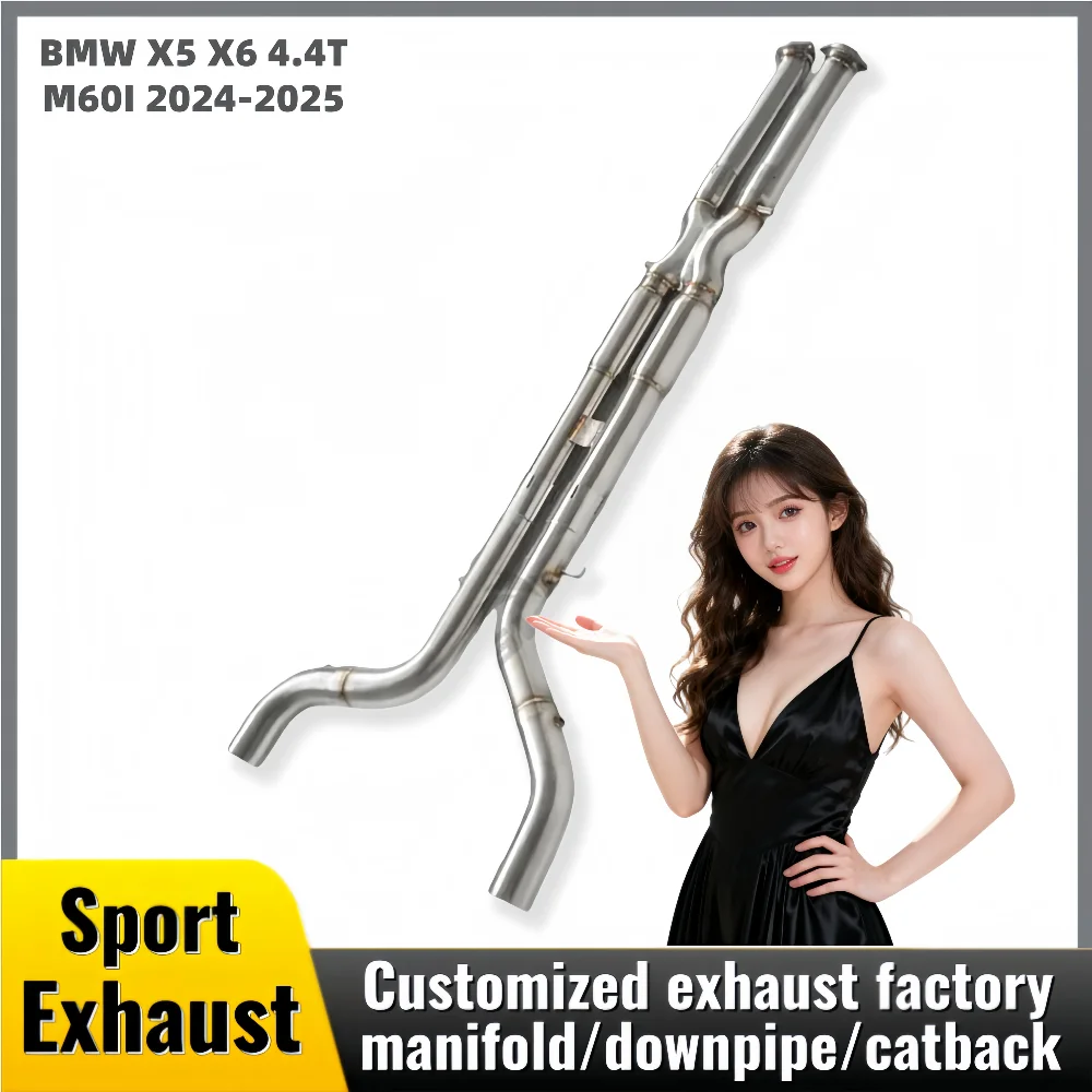 

Exhaust middle pipe resonator for BMW X5 X6 4.4T M60I 2024-2025 SS304 Automotive performance Exhaust pipe modification