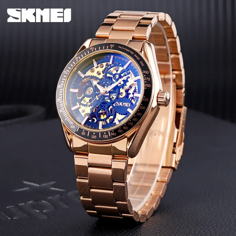 SKMEI 9194 Men Luminous Point Colorful Watch Hour Fashion montre homme Automatic Watches Mens Hollow Mechanical Wristwatches