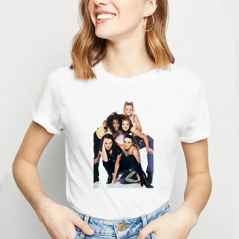 سبايس جيرلز طباعة مضحك الكرتون تي شيرت المرأة قميص الانمي Harajuku الجرافيك TshirtTop تيز الصيف عادية قصيرة الأكمام #1