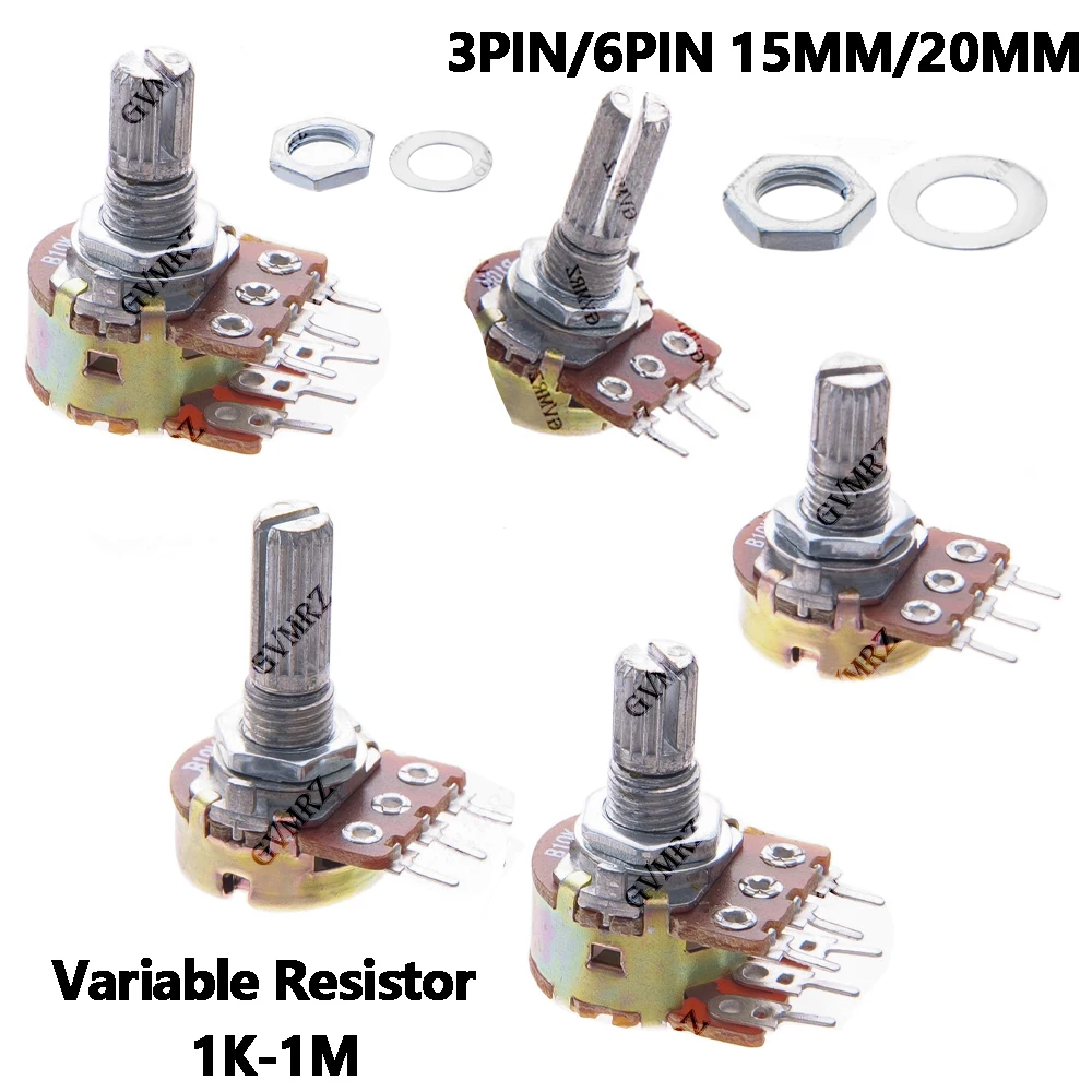 5PCS/10PCS/100PCS WH148 10K 20K 50K 100K 1K 1M 500K  Carbon Film Potentiometer 15MM/20MM Single-Turn Variable Resistor 3P/6P