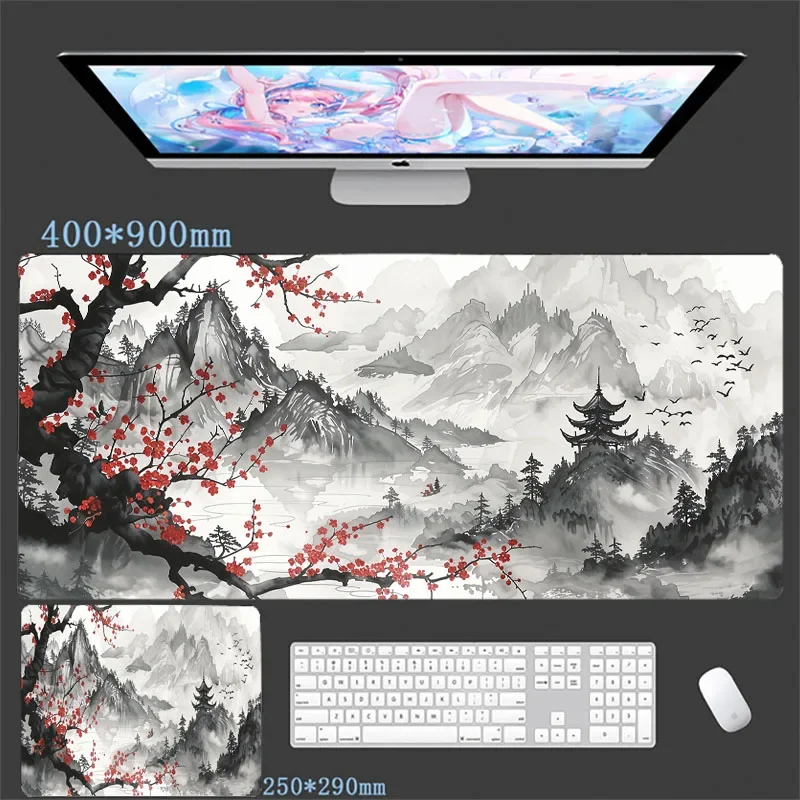 Ink Landscape Mouse Pad Large Computer Office Game Table Mats XXL Rubber Anti-slip New Gaming Keyboard Mousepads Long Desk Mat