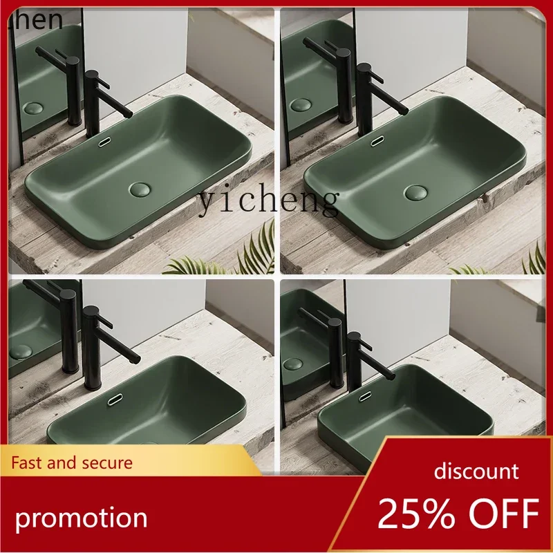 

HT Wash Basin Square Nordic Ceramic Color Basin Gun Gray Washbasin