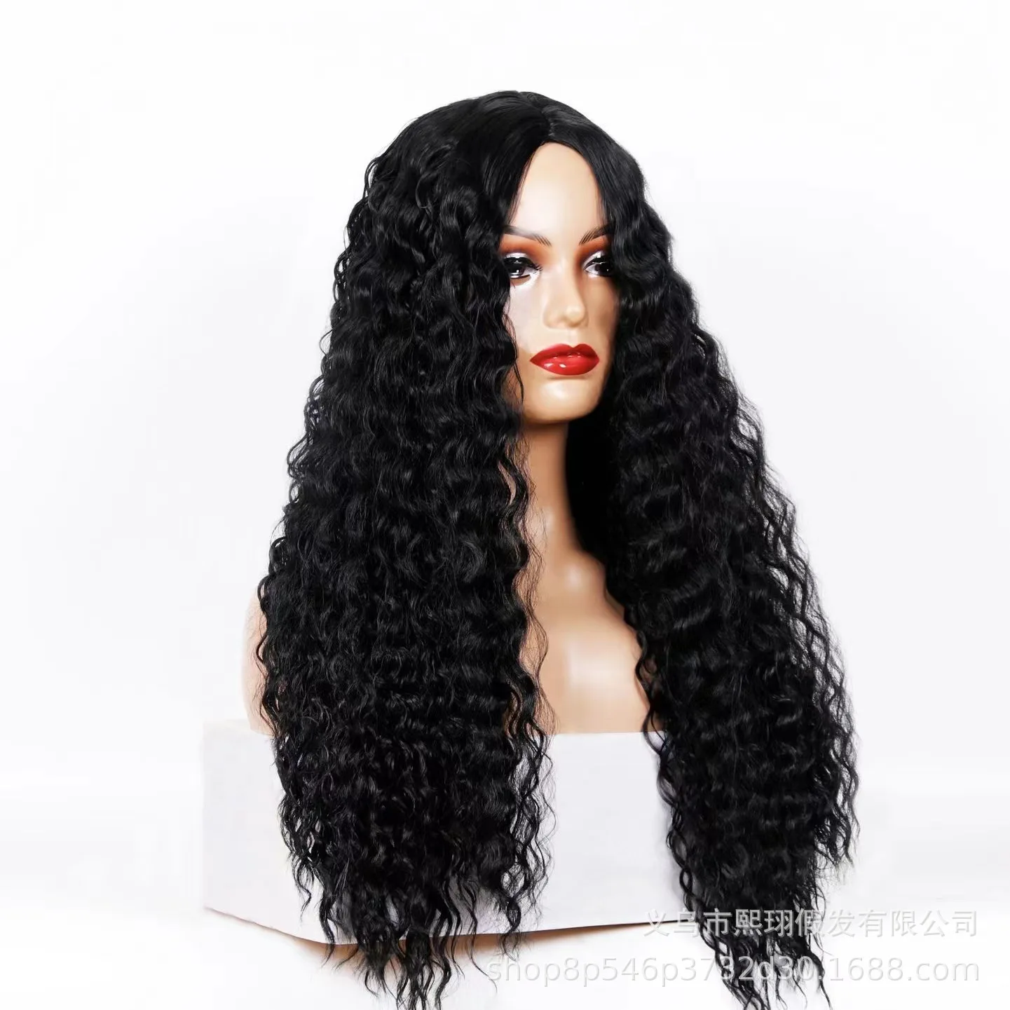 Synthetic Long Wavy Curly Wig for Women Middle Part Big Wave Small Curl Daily Cosplay Costume Heat Resistant Fiber Wholesale