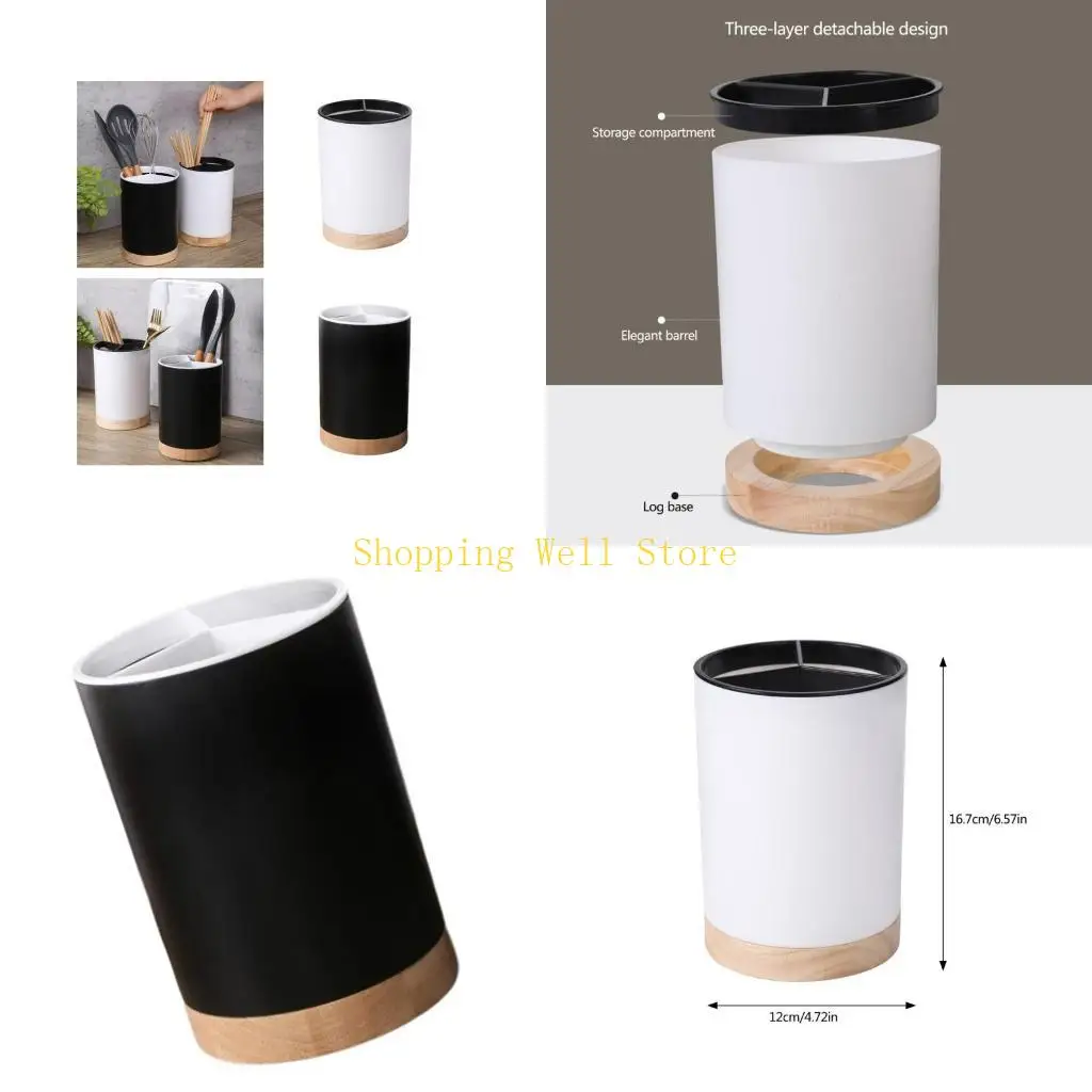 

KX4B Elegant Large Capacity Sturdy Utensil Holder Portable Accessory for Kitchen Counters with Handy Rotating Bottom