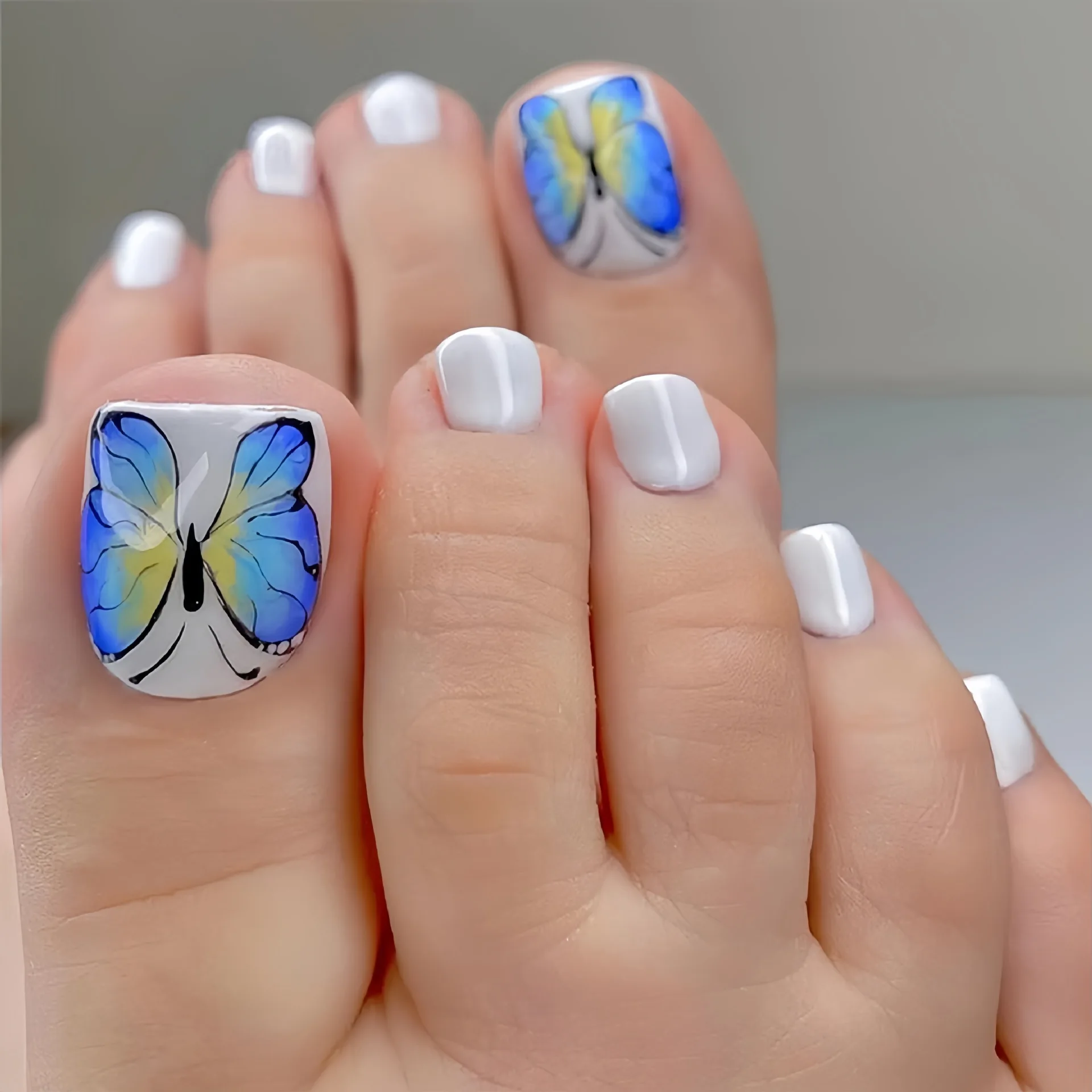 24 pçs quadrados unhas falsas arte datchable moda colorida listra dicas de unhas falsas com design de pó brilhante imprensa curta em unhas