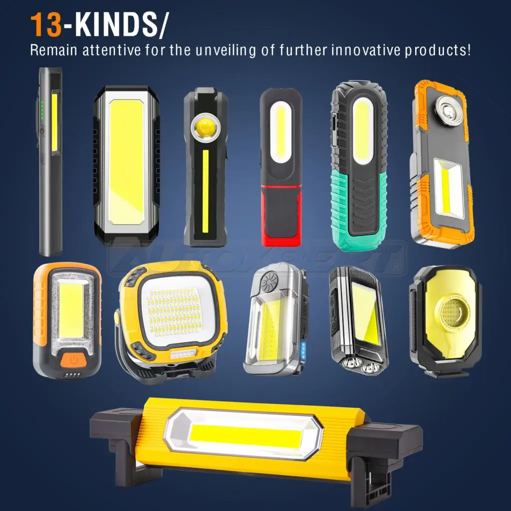 13-Kinds LED Worklight COB Usb Rechargeable Portable Work Lights Magnetic Torch Car Repair Mechanic Inspection Light Waterproof