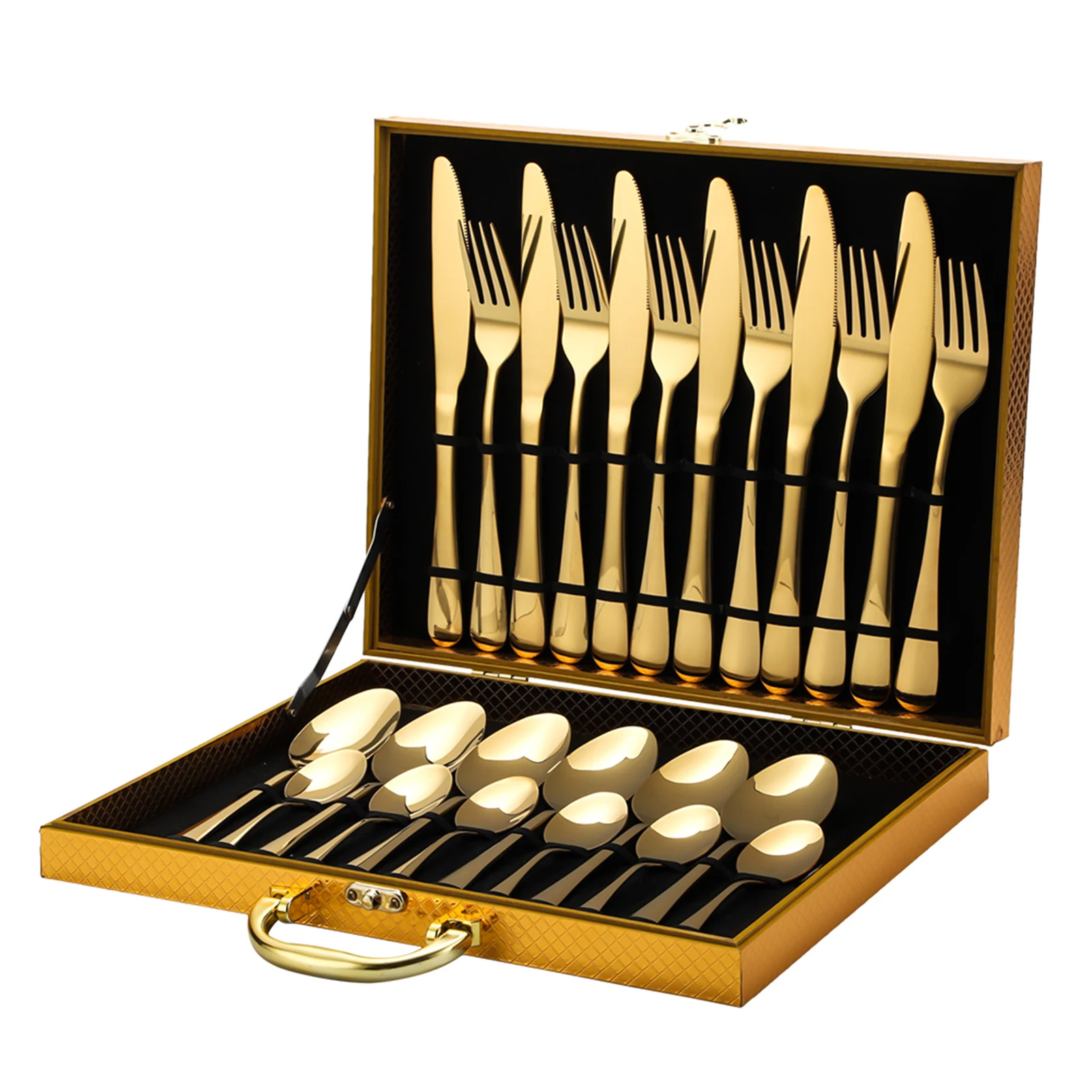 24-Piece Flatware Set Stainless Steel Tableware Cutlery Set Service for 6 with High-grade Storage Case for Home Kitchen