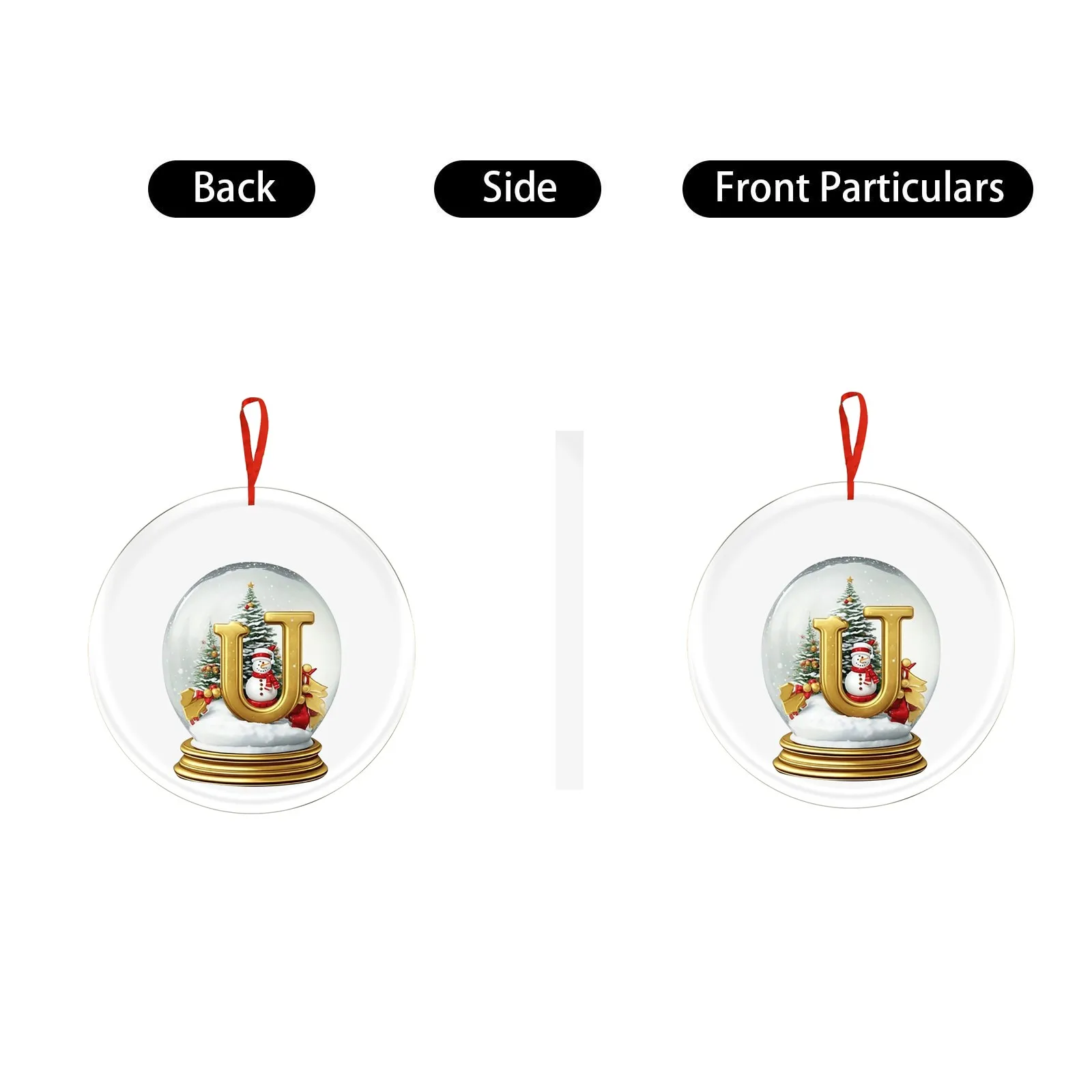 2d Christmas Tree Decoration 26 Letters Yellow Crystal Ball Acrylic Car Ornaments Christmas Tree Ornaments Home Decorations