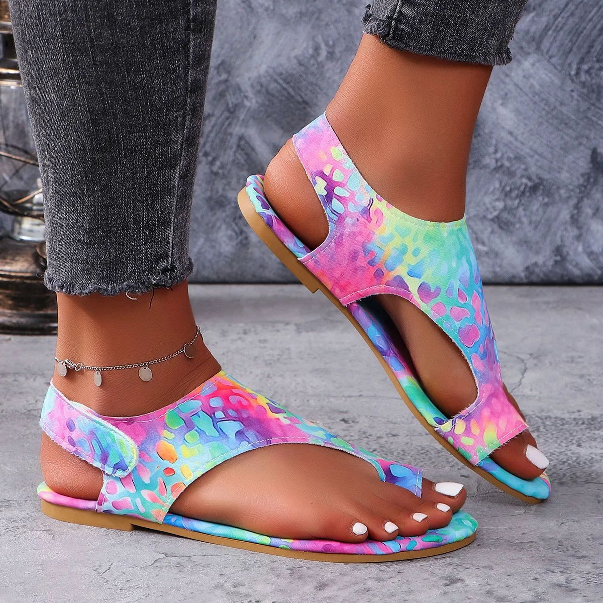 Women Flats Sandals 2024 New Summer Print Casual Shoes for Women Fashion Beach Dress Brand Sandals Flip Flops Zapatos De Mujer