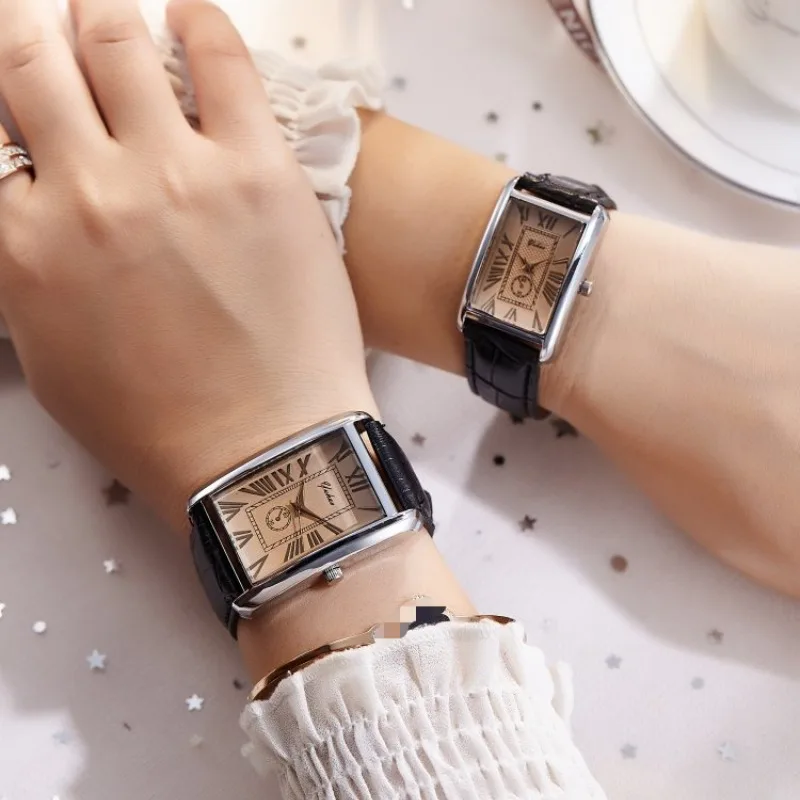 Couple Luxury Quartz Watch, Rectangle Dial Gift