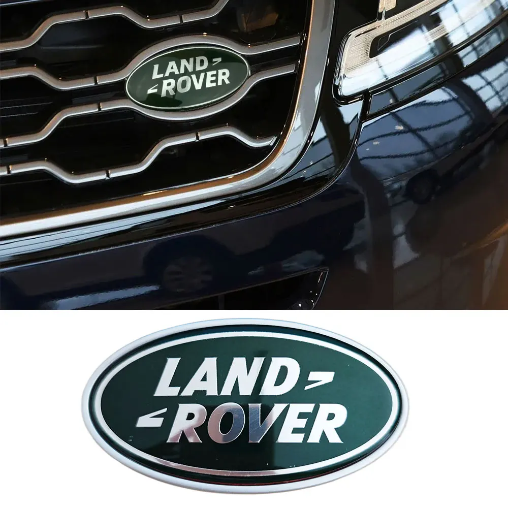 2 pezzi Logo in alluminio Land Rover Emblem Car Front Bonnet Badge e adesivo bagagliaio posteriore per Land Rover Freelander Discovery Defender