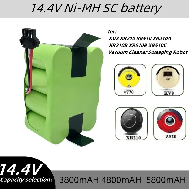 14.4V Ni-Mh SC Rechargeable battery 3.8AH-5800mAh for KV8 XR210 XR510 XR210A XR210B XR510B XR510C Vacuum Cleaner Sweeping Robot